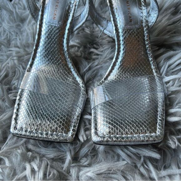 Good American silver square toe high heel sandals women's shoe size 9.5 - Picture 5 of 11